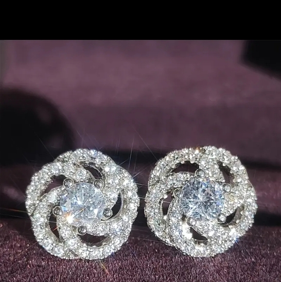 Elegant Silver Stud Earrings - Picture 1 of 3